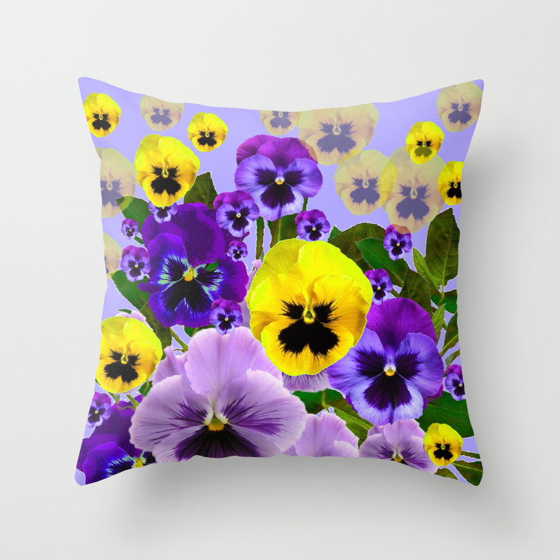 Spring Purple Yellow Pansy Flowers Throw Pillow By Sharlesart