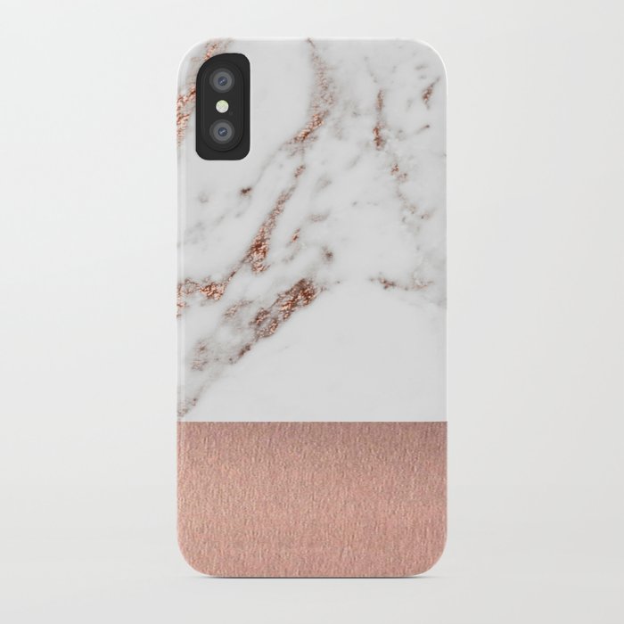 Rose gold marble and foil iPhone Case by marbleco Society6