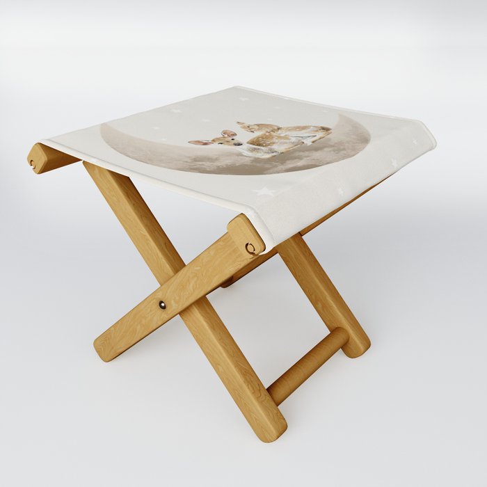 Deer and rabbit on the moon Folding Stool