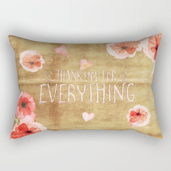 Thank you for everything- Vintage Flowers Roses floral Illustration Rectangular Pillow