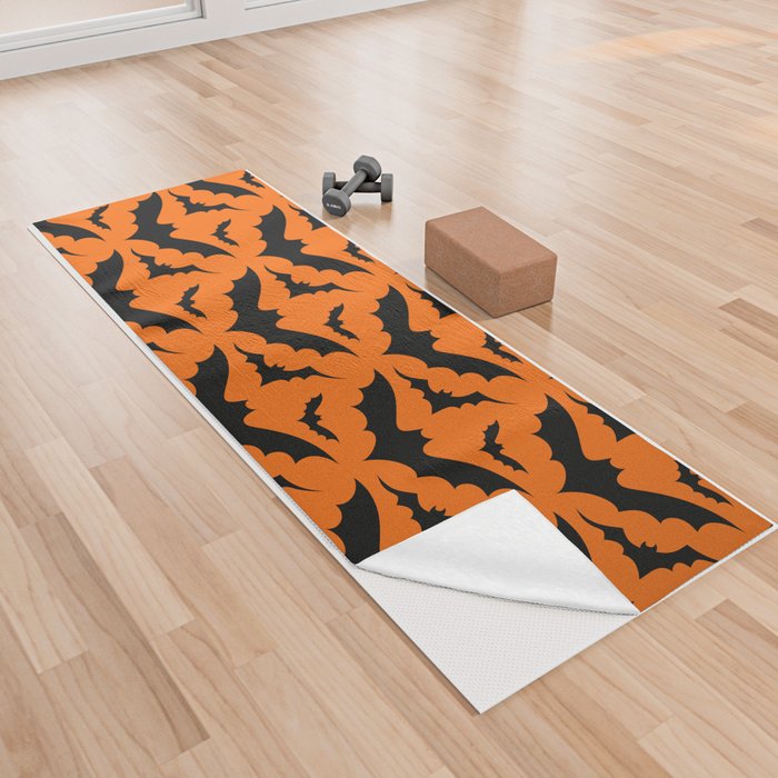 Orange Bats Yoga Towel