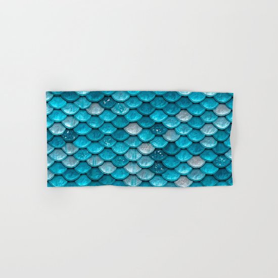 Luxury turquoise mermaid sparkling glitter scales - Mermaidscales Hand & Bath Towel