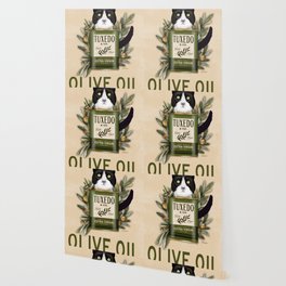 tuxedo cat olive oil kitchen chef cooking cook decor art  Wallpaper