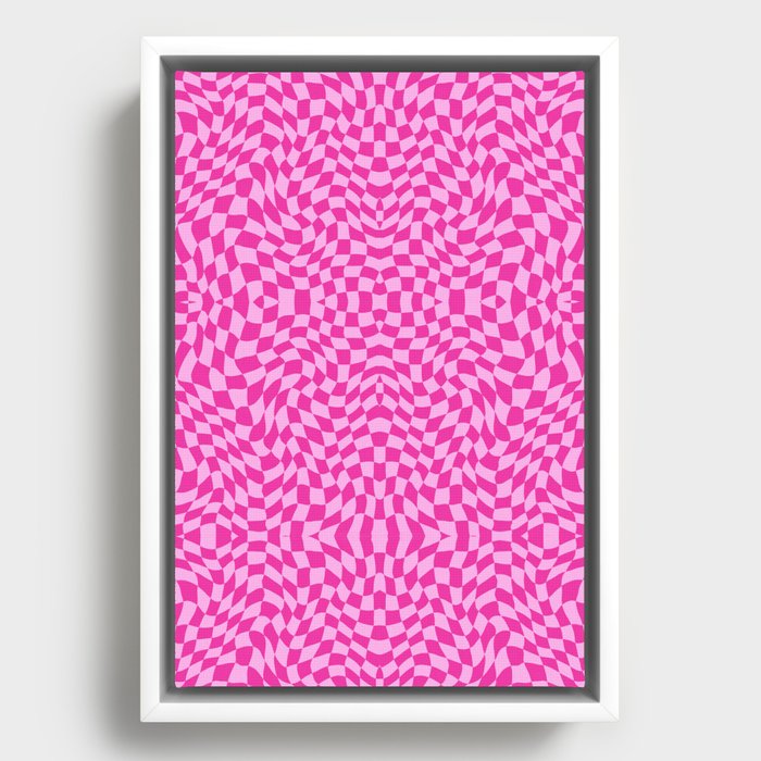 Light and dark pink checker symmetrical pattern Framed Canvas