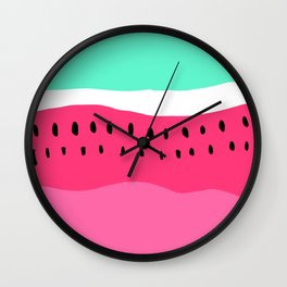Modern summer watermelon color block neon pink turquoise Wall Clock