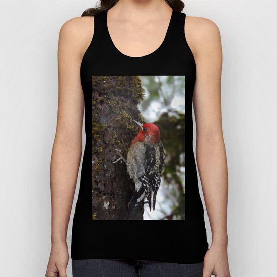 Red-Breasted Sapsucker in Christmas Snow Unisex Tank Top