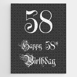 [ Thumbnail: Happy 58th Birthday - Fancy, Ornate, Intricate Look Jigsaw Puzzle ]