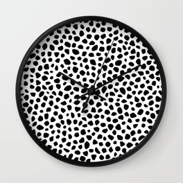 Dalmatian dots, Black and White, Animal print Wall Clock