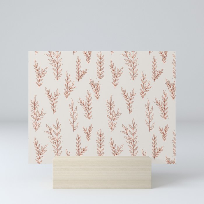 Bohemian Leaves in Neutral Colors Mini Art Print