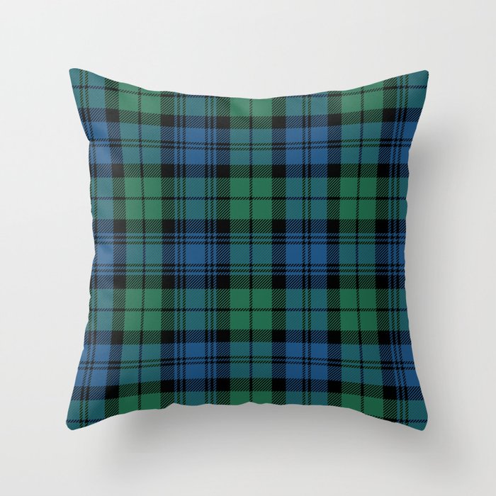 Tartan Clan Campbell Green Blue Check Pattern Throw Pillow