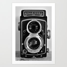 Vintage photograph camera art print- black and white retro rolleicord - film photography Art Print