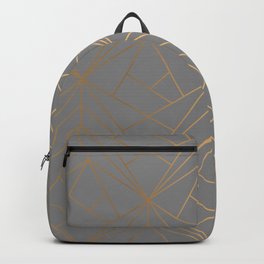 Charcoal Gold Geometric Pattern With Metallic Shimmer  Backpack
