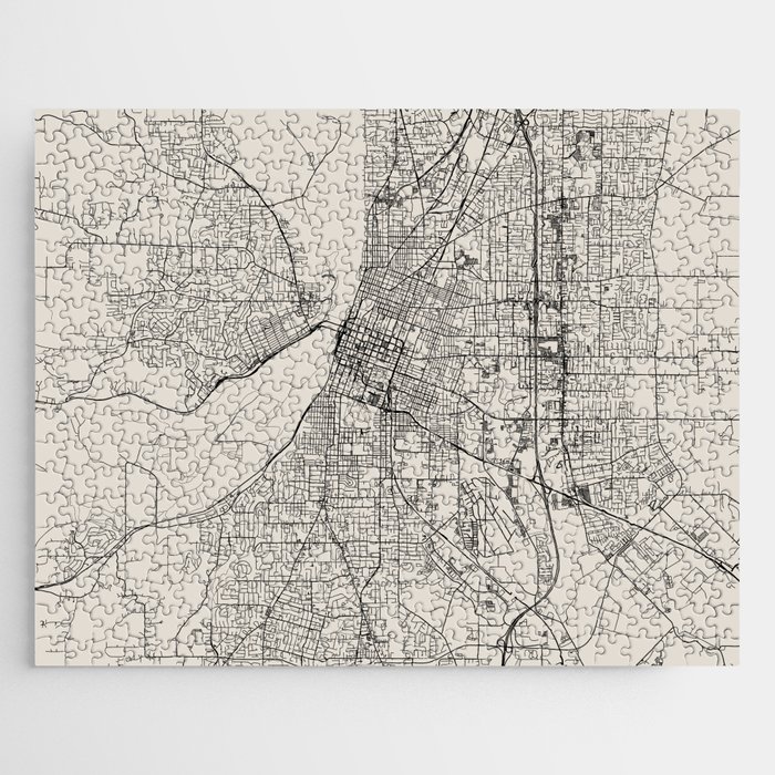 USA - Salem - City Map - Black and White Jigsaw Puzzle