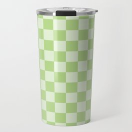 Checkerboard Mini Check Pattern in Pastel Light Lime Green Travel Mug