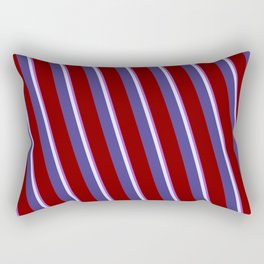 [ Thumbnail: Orchid, Lavender, Dark Slate Blue, and Maroon Colored Striped Pattern Rectangular Pillow ]