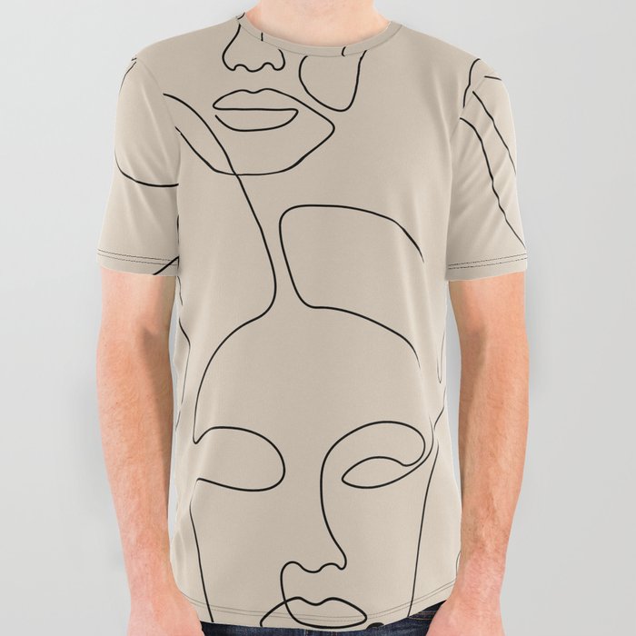 Beauty Portraits In Beige All Over Graphic Tee