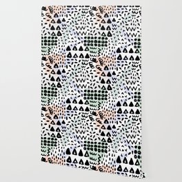 Black and white doodles shapes seamless pattern Wallpaper