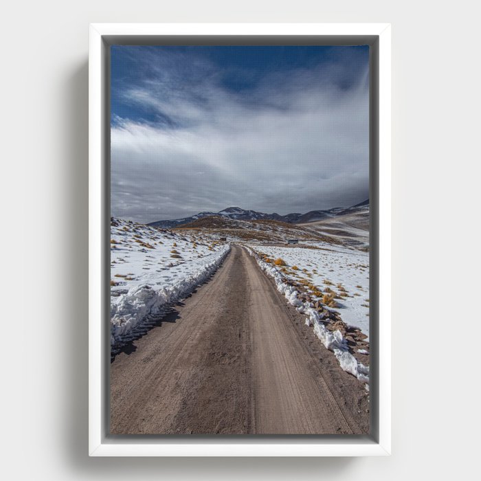 Snow Desert Path Framed Canvas