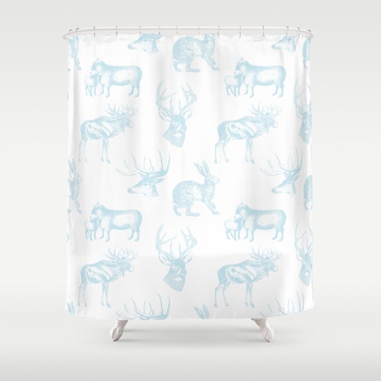 Woodland Critters In Winter Blue Shower Curtain By Beckybailey1