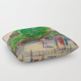 Buses in the Square by John Sloan Floor Pillow