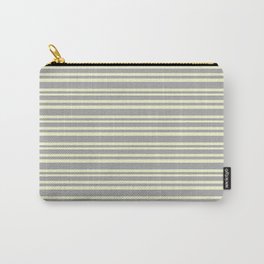 [ Thumbnail: Dark Grey & Light Yellow Colored Striped Pattern Carry-All Pouch ]