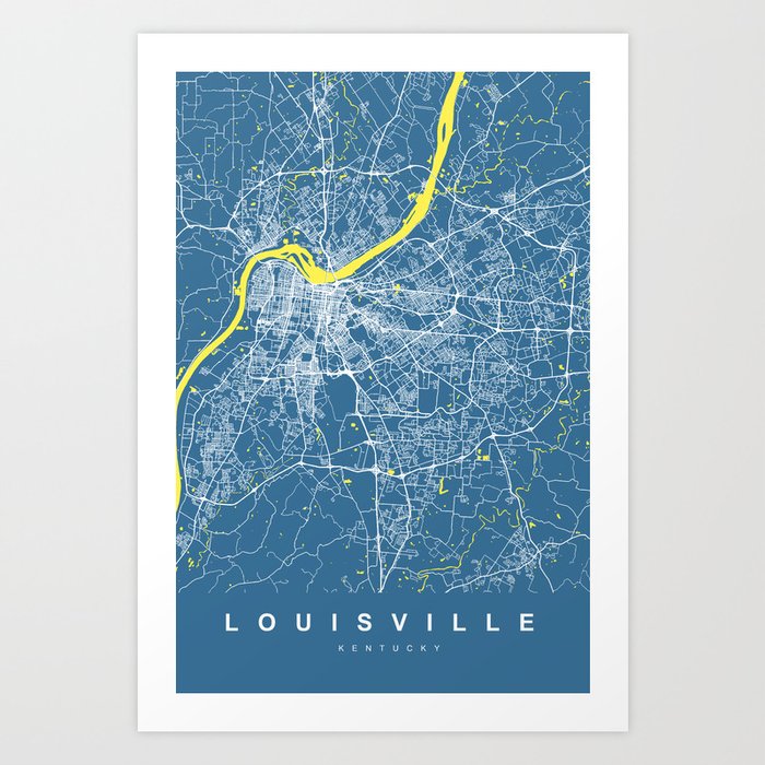 LOUISVILLE Map - KENTUCKY | Blue, More Colors, Review My Collections Art  Print