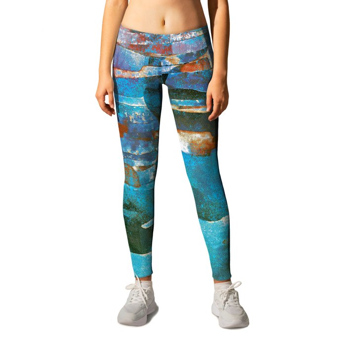 African Dye - Colorful Ink Paint Abstract Ethnic Tribal Organic Shape Art Leggings