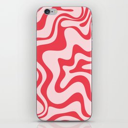 Retro Liquid Swirl Abstract Pattern Cherry Pink iPhone Skin