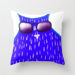 Ugly blue cat Throw Pillow