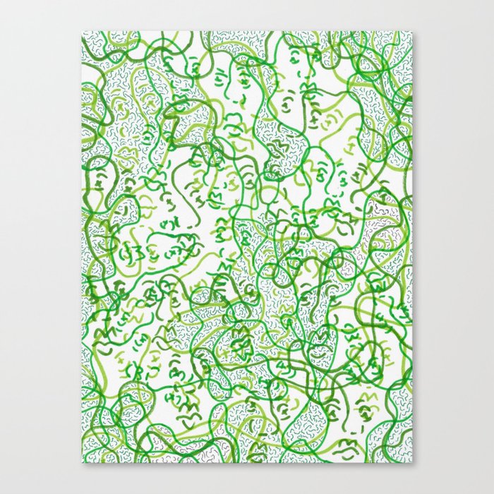 Green on green faces Canvas Print