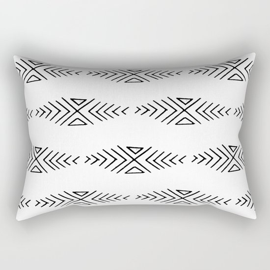 mudcloth 11 minimal textured black and white pattern home decor minimalist beach Rectangular Pillow