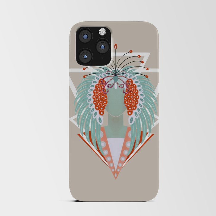Art Deco Phoenix lady - red, white and blue palette iPhone Card Case