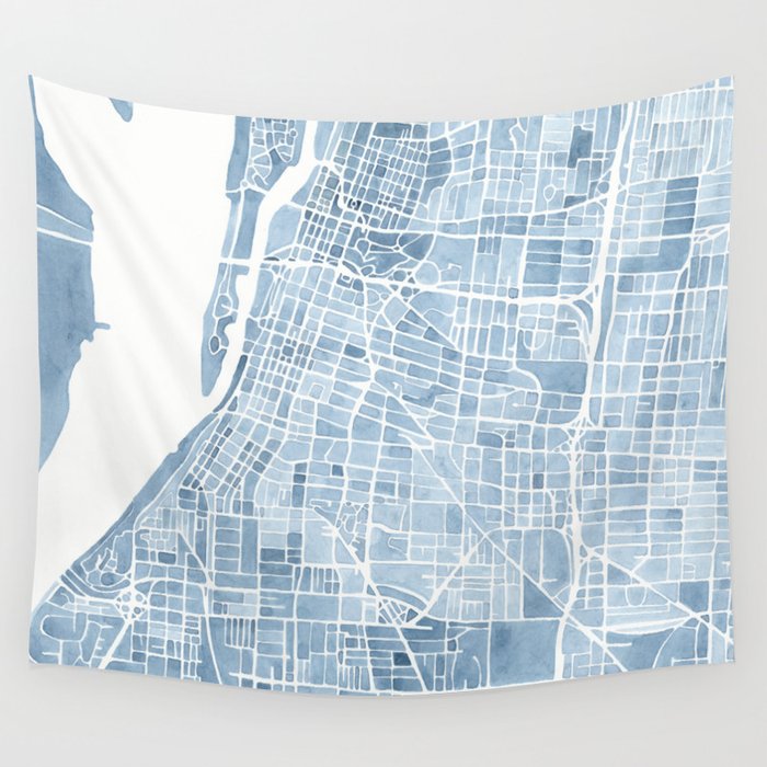 Memphis Tennessee blueprint watercolor map Wall Tapestry
