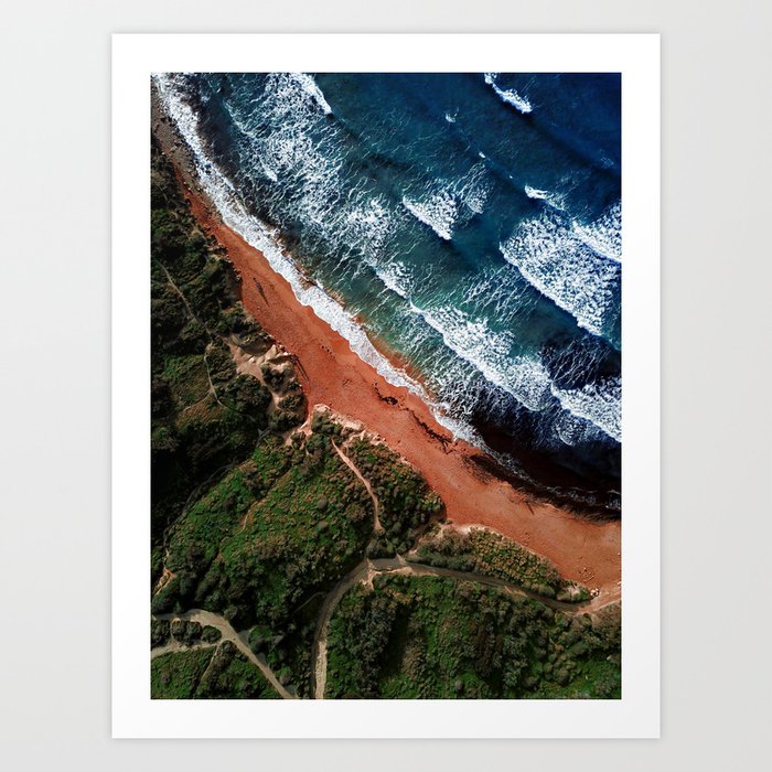 Riviera Beach in Golden Bay Malta | Ocean Waves Art Print