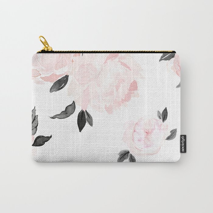 Vintage Blush Floral - BW Carry-All Pouch