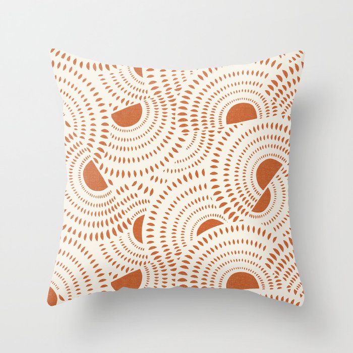 Sun Swirl Ivory Terra Cotta Throw Pillow