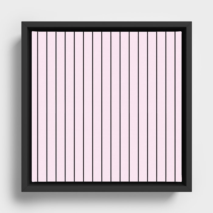 Vertical Stripes in Pink/Black Framed Canvas