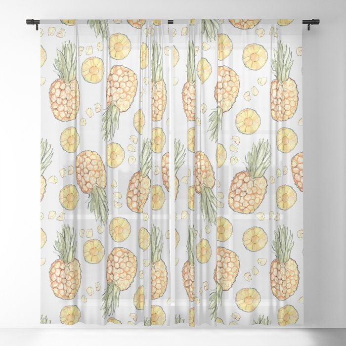 Pineapple by Kerry Beazley Sheer Curtain