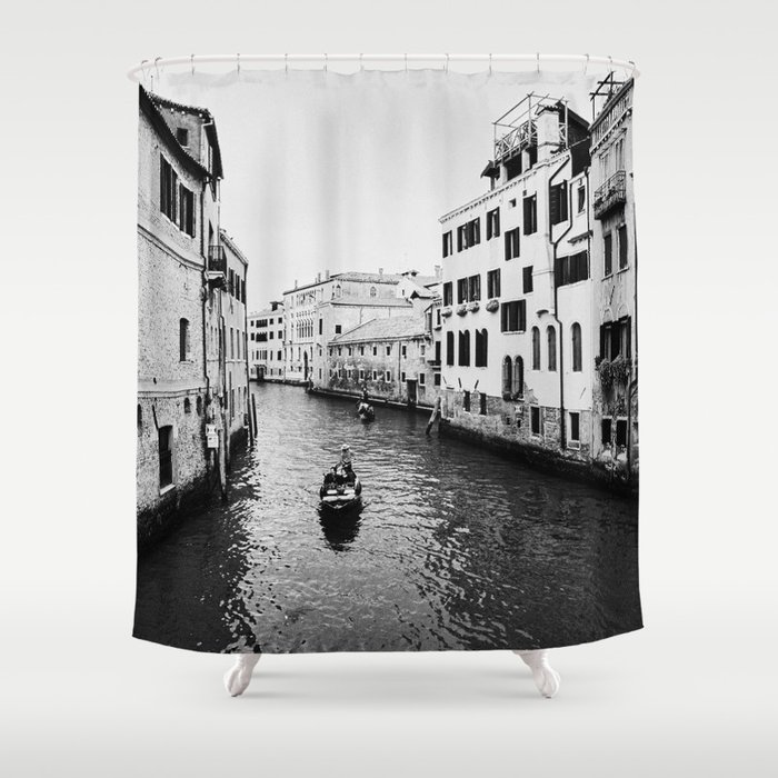 Venice, Italy, Film Photo, Analog, Black and White Shower Curtain