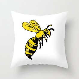 Yellowjacket Wasp Drawing Throw Pillow