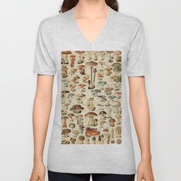 Adolphe Millot champignons 1800s Lithograph Vintage-french V Neck T Shirt