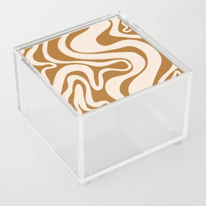 Swirl Lines in Sudan Brown Yellow + Tan  Acrylic Box