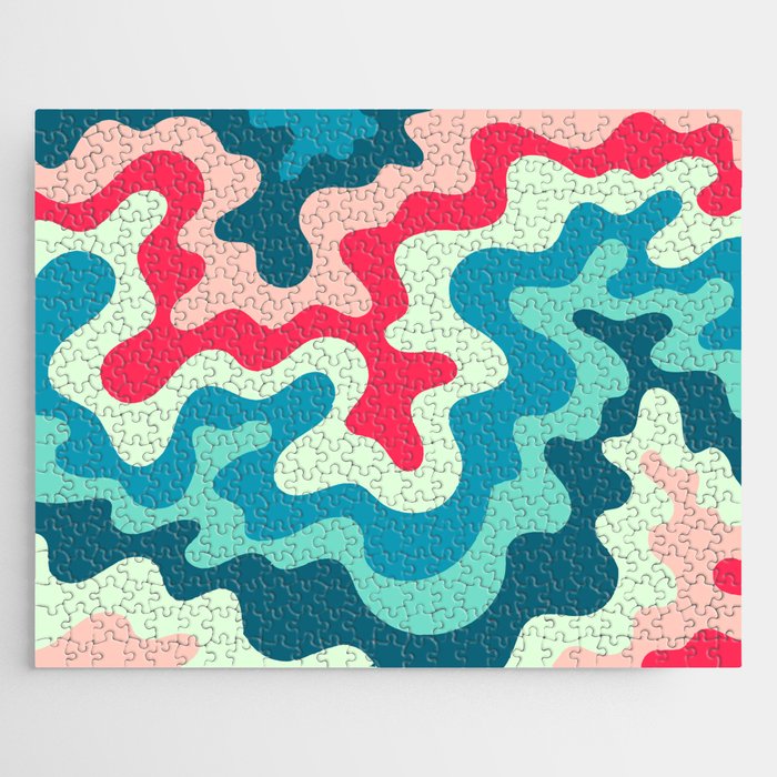 Soft Swirling Waves Abstract Nature Art In Tropical Essence Color Palette Jigsaw Puzzle
