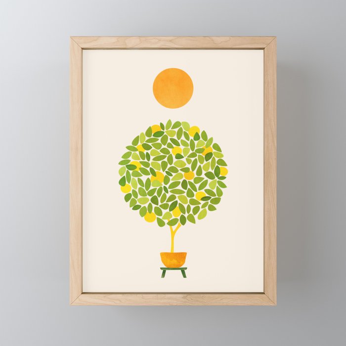Sunshine + Lemon Tree Illustration Framed Mini Art Print