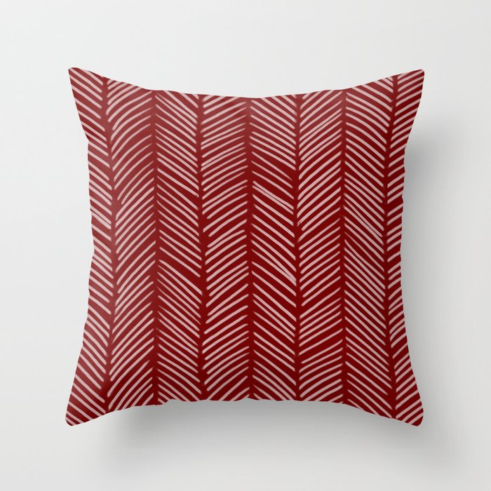 Crimson Herringbone Throw Pillow