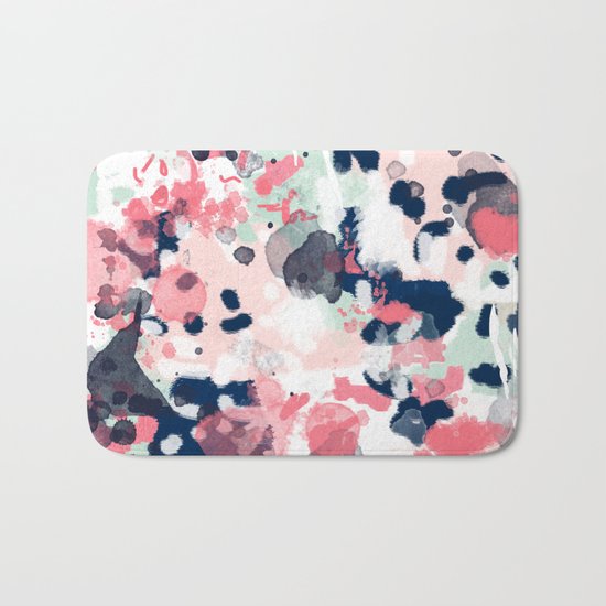 Lola - Painted abstract trendy color palette minimal decor nursery home Bath Mat
