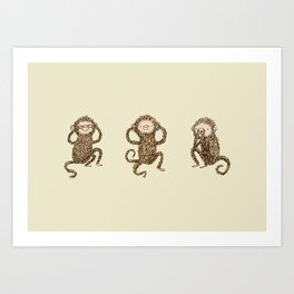 Three Wise Monkeys Art Print