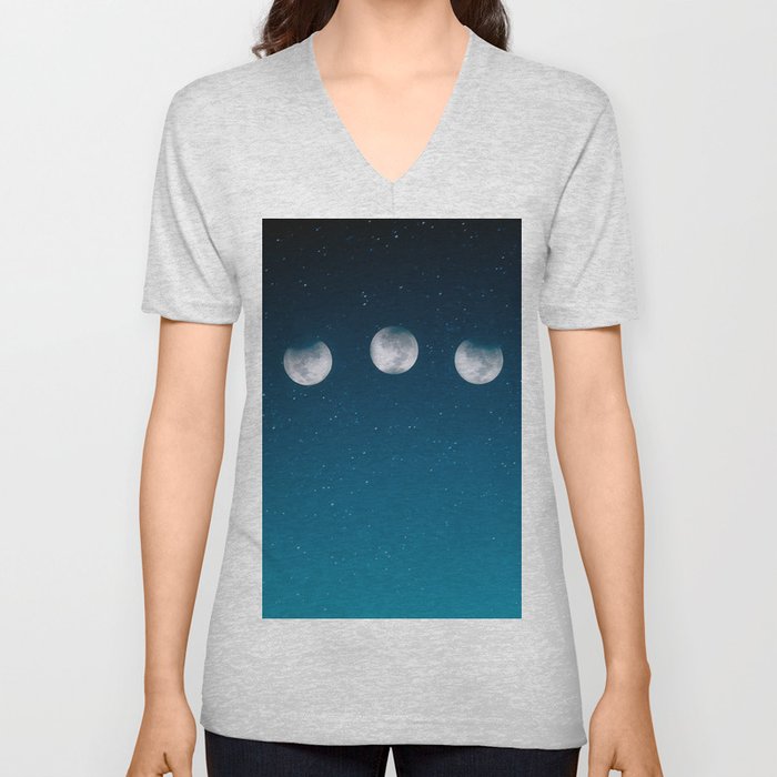 Moon Phases V Neck T Shirt