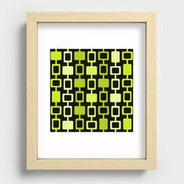 Mid Century Modern Square Columns Black Chartreuse Recessed Framed Print