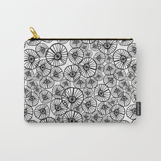 Lexi - squiggle modern black and white hand drawn pattern design pinwheels natural organic form abst Carry-All Pouch